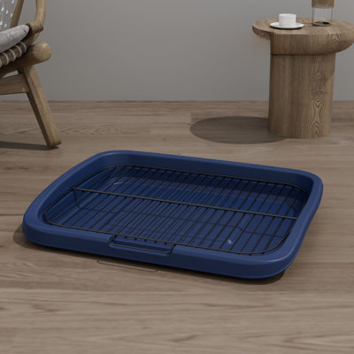 Toilette pour chien amovible avec plateau en filet et pelle, 18,7 x 14,76 x 2,56 po, bleu