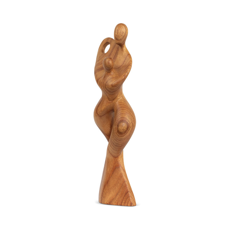 14 "Sculpture en bois faite à la main à la main Statue abstraite" Danse avec moi "Figurine décorative décorative