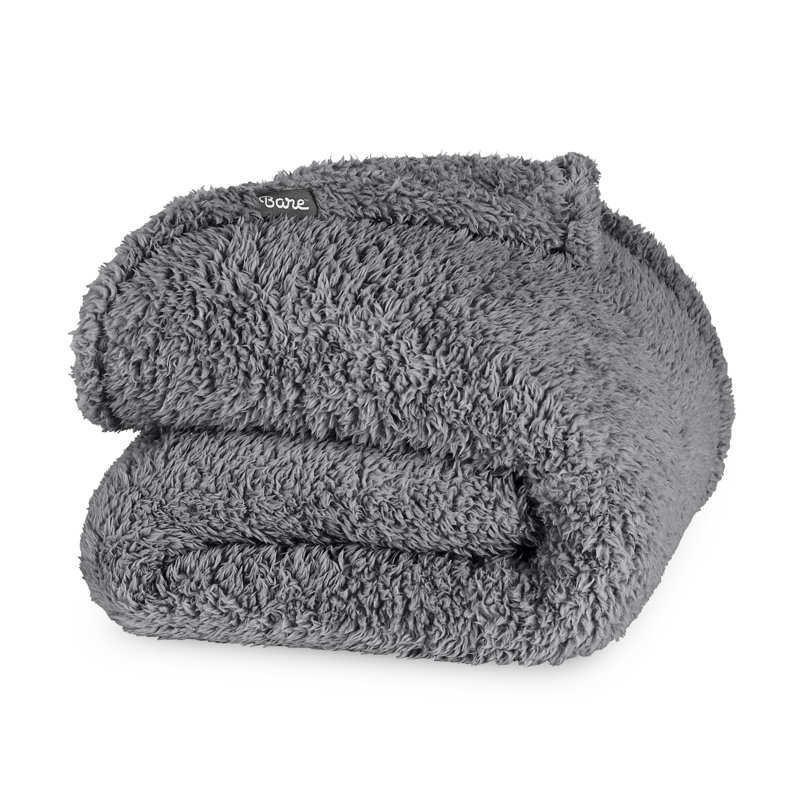 Couverture Cozy Faux Shearling, Jeté, Gris uni
