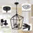 4 Light Chandelier, Industrial Ceiling Light Black Lantern Light Fixtures With Farmhouse Metal Cage Adjustable Height Rustic Geometric Hanging Light E12 Base For Kitchen Island, Entryway, Indoor