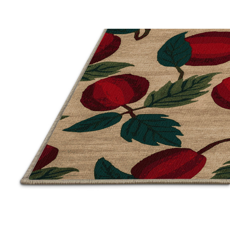  Tapis lavable à motif de fruits Yangmei, Carré 3 pi