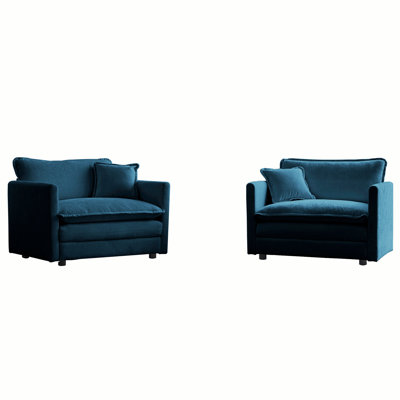 Accent Chair Set Of 2, High-End Chenille Upholstered Armchairs, Living Room Side Chairs With Toss Pillow, Chenille by Everly Quinn