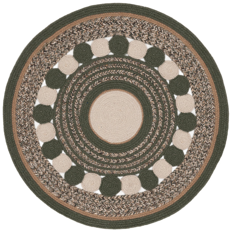 Caoimhinn 757 Area Rug In Green / Ivory, Round 3'