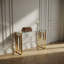 Console en verre d'acier inoxydable, table d'appoint repas doré transparent BS-02-958835936
