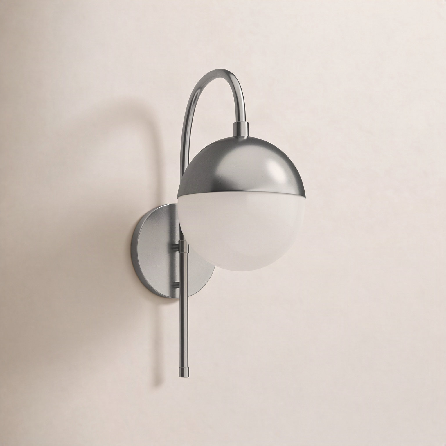 Yvette Single Light Glass Dimmable Armed Sconce, Nickel