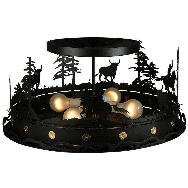 Rustic Lodge 4 - Light Semi Flush Mount
