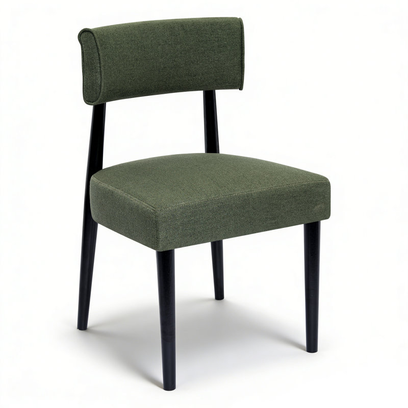 Chaise d'appoint rembourrée en bois massif, Vert, Noir