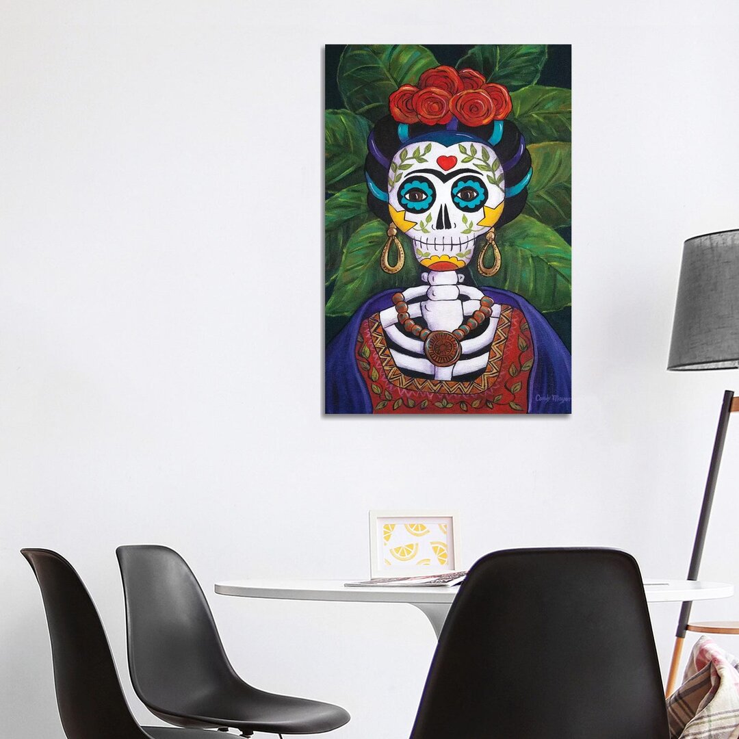 Leinwandbild - Gemälde „Frida with Roses” von Candy Mayer