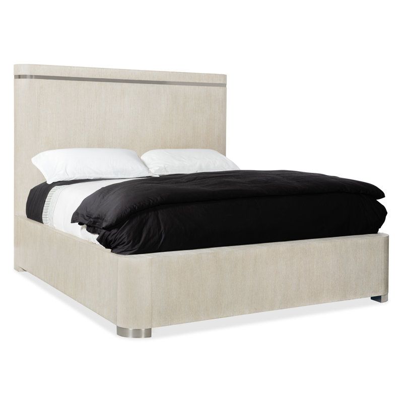 Light Wood Diamond Queen Panel Bed with Upholstered Headboard