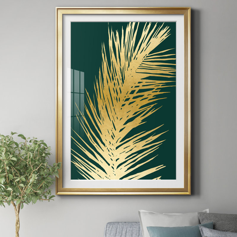Emerald Palm II - Impression de cadre photo sur papier, H 18,5 po x l 24,5 po x P 1,5 po, Doré
