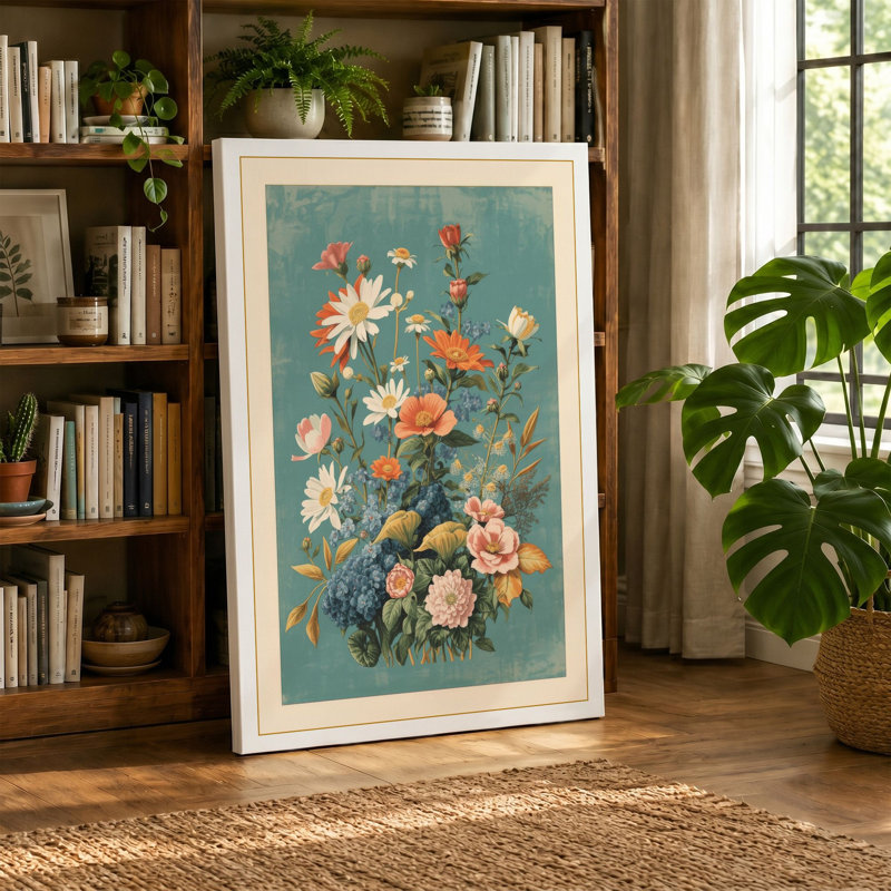Arrangement Botanical - Wrapped Canvas, 36x24 - 91.4 x 61.0 cm, Ochre Border
