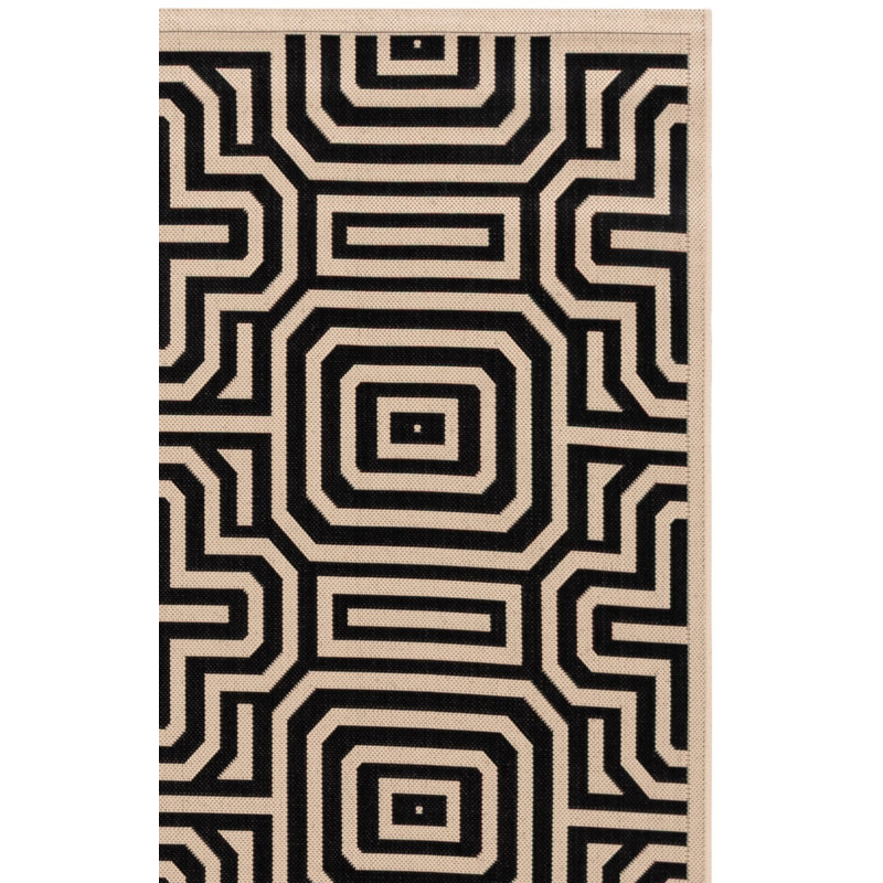 Tapis intérieur / extérieur sable / noir Arneshia, Tapis de couloir 2 pi 3 po x 10 pi