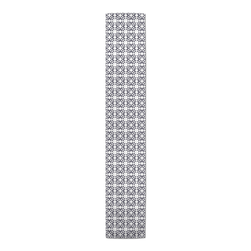 Chemin de table géométrique, Gris foncé, 72 po x 16 po