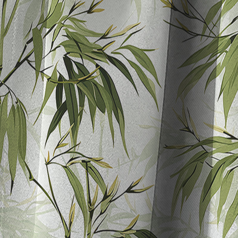 Bamboo Zen Tropical Pattern V - Floral Curtain - Blackout Floral Curtain - 1 Panels, 52" W x 108" L