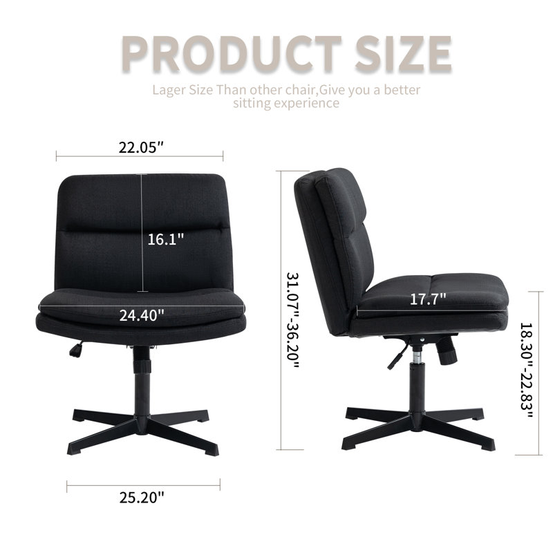 Chaise de bureau Bauke, Non, Noir