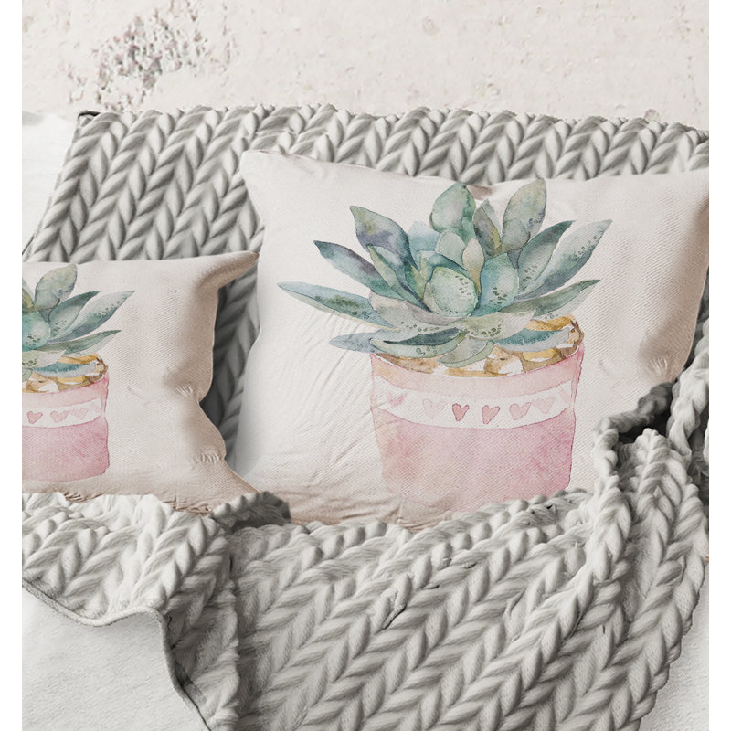 Carré, cactus et plantes grasses II - Coussin Farmhouse, 18" x 18"