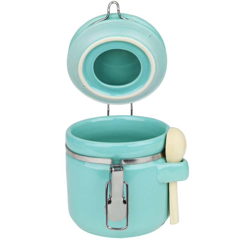 Ceramic / Porcelain Jar, 5" H x 4" W x 4" D, Turquoise