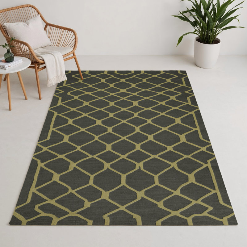 Trellis Brown Indoor and Outdoor Area Rug, Rectangle 3' x 5'