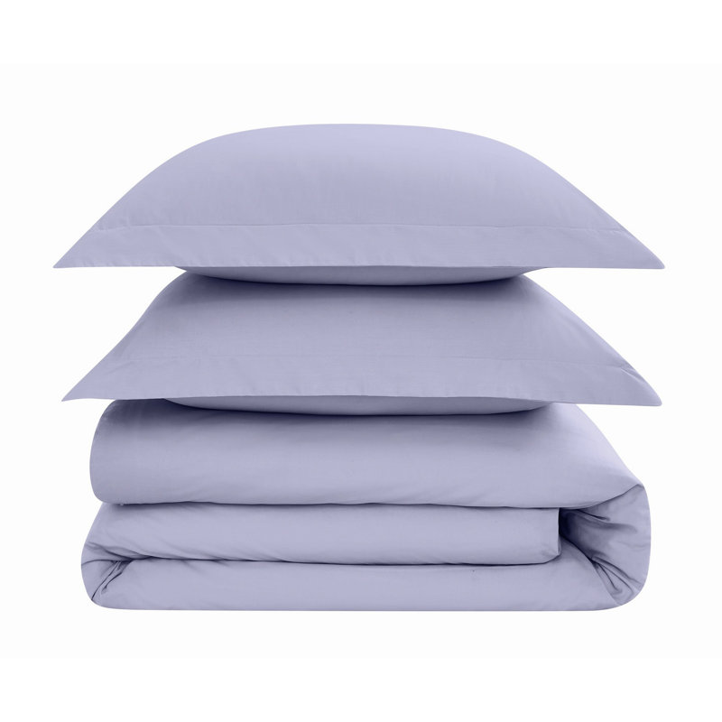 Brooklyn Loom Classic Cotton Duvet Sets, Queen Duvet Cover + 2 Stardard Shams, Purple