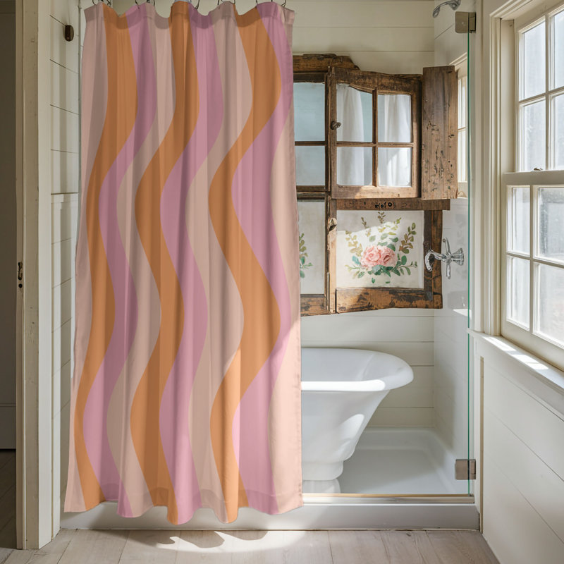 Funky Retro - Rideau de douche Premium, H 74 po x l 71 po