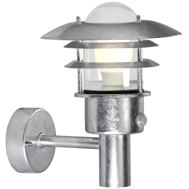 Outdoor Wall Lantern, Galvanised, 26.5cm H x 22cm W x 26.5cm D