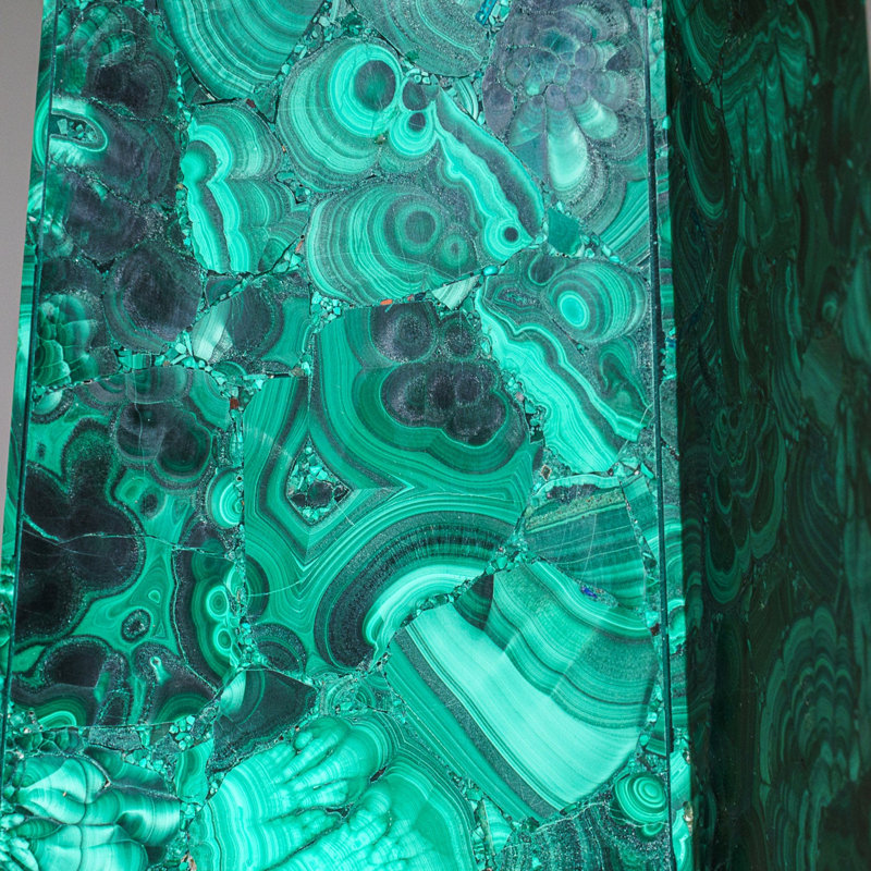 Large Genuine Polished Malachite Obelisk (16.5 Lbs), Green/Black