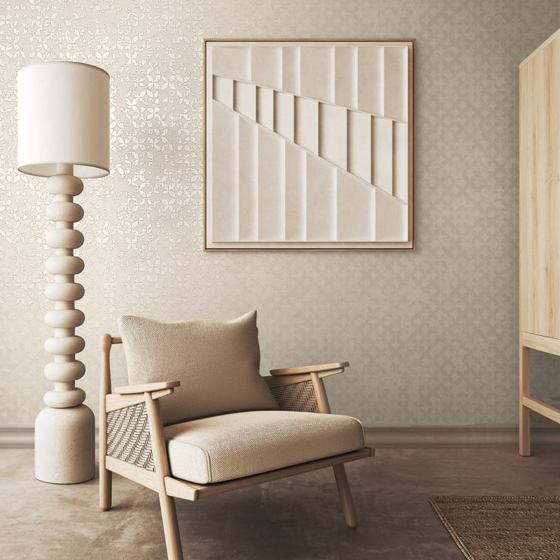 City Romance Collection Stippled Geometric Wallpaper Roll, Beige