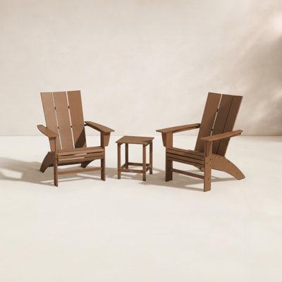 Modern 3-Piece Curveback Adirondack Set with Side Table