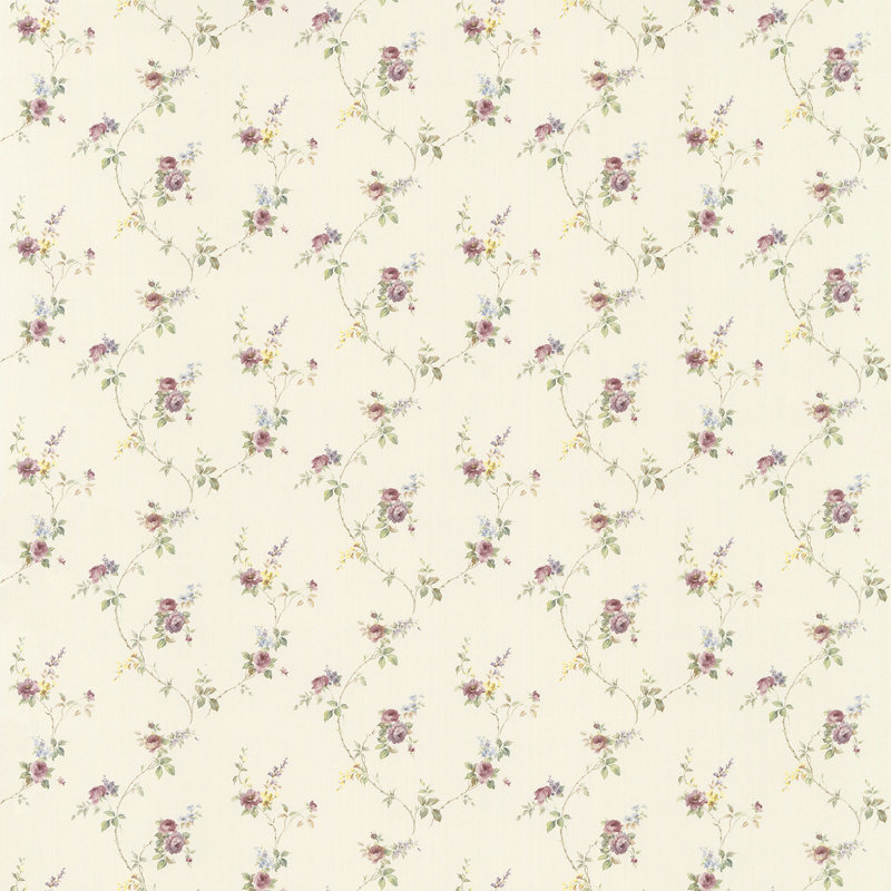Pretty Prints Lauras Floral Trail 10.05m x 53cm Matte Wallpaper Roll, Cream