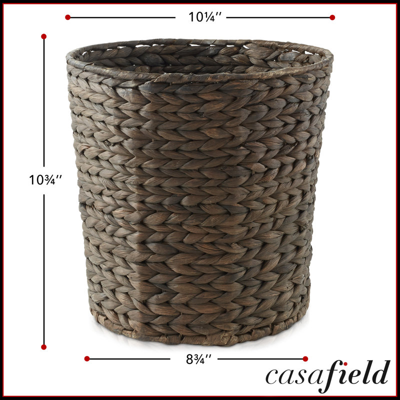 Water Hyacinth Waste Basket - Woven Bathroom Trash Can, Brown