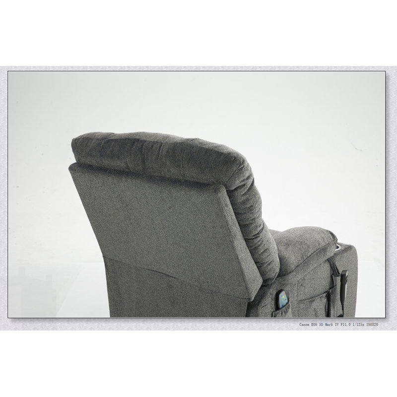 Fauteuil surélevé surdimensionné pour grand et grand avec mousse haute densité, chaleur, massage, poches, porte-gobelets et double moteur OKIN