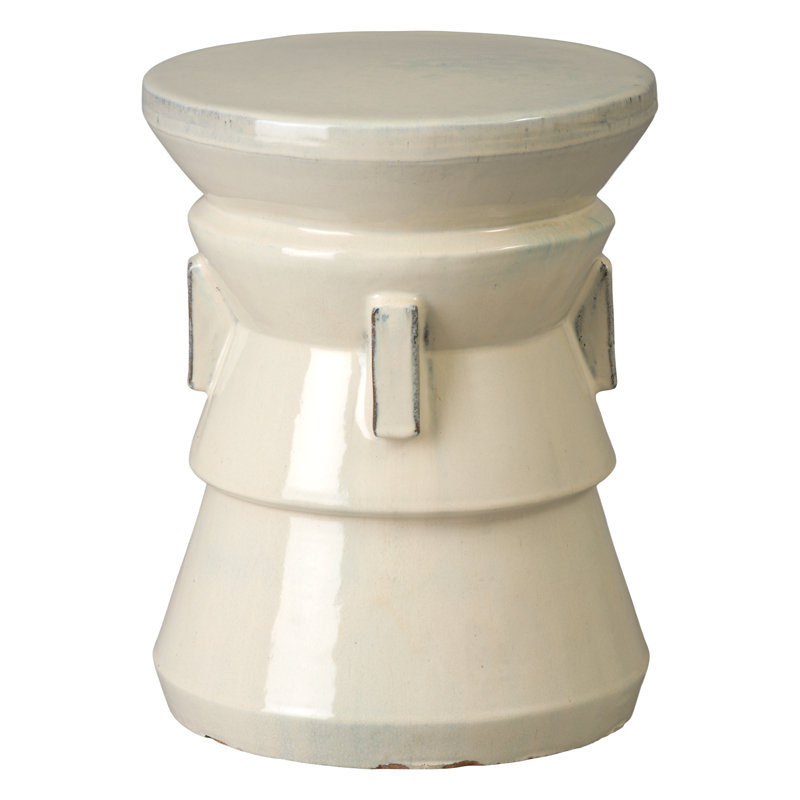 Tabouret de jardin rond en céramique 18 po H, Crème, crème