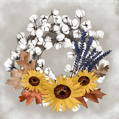 " Cotton Harvest Wreath " Painting Print