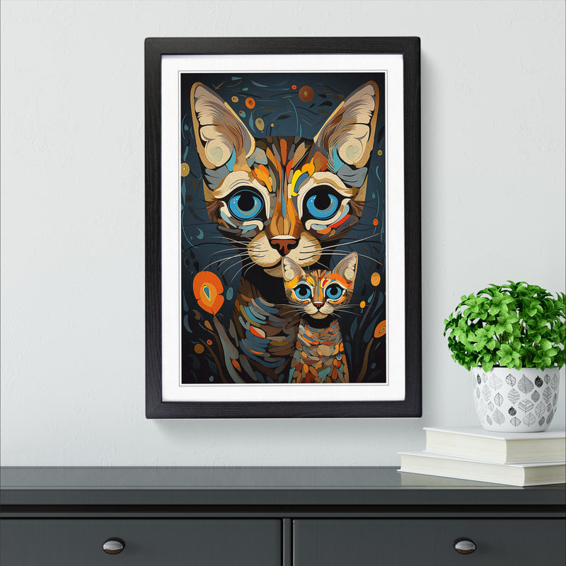 Bengal Cat Dadaism No.2 - Framed Print, 34cm H x 25cm W x 2cm D, Black Framed