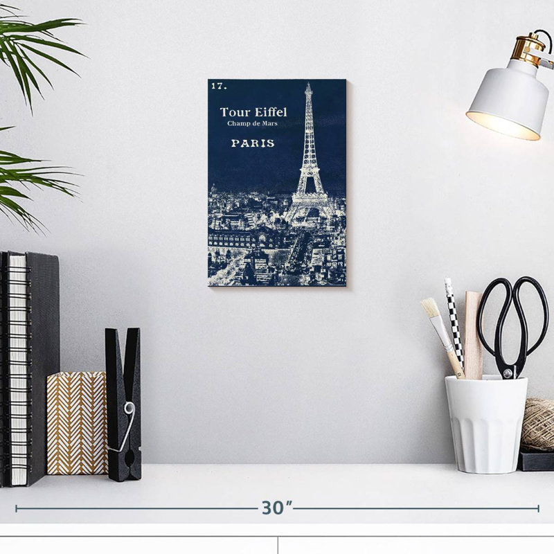 Lilie Blueprint Eiffel Tower, 12" H x 8" W