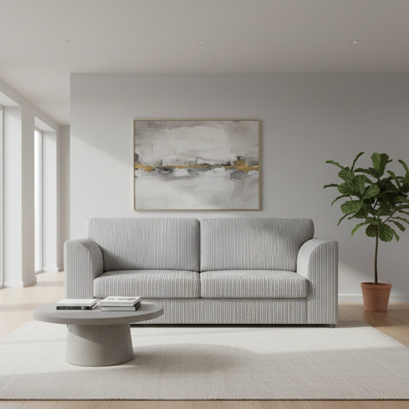 Corduroy Sofa, 90cm H x 190cm W x 90cm D, Silver