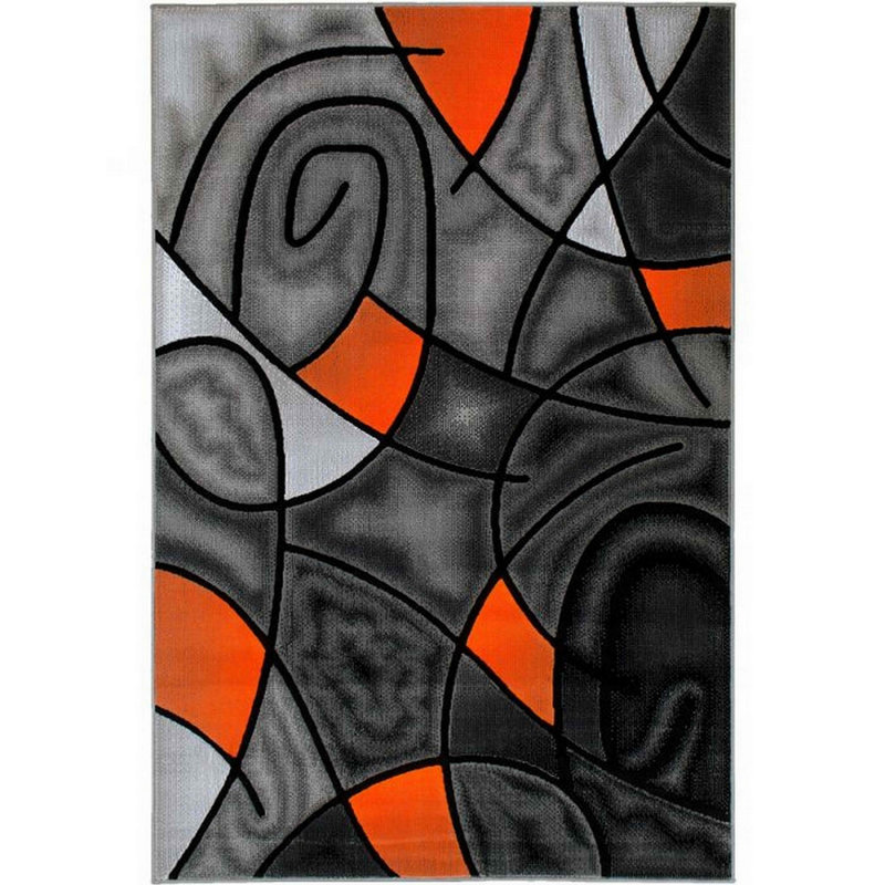 Tapis orange à motif abstrait Yateley, Rectangle 7 pi 8 po x 10 pi