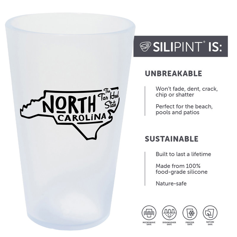 Silipint: Verres State Pint 16 oz: paquet de 2 - North Carolina - Gobelets en silicone