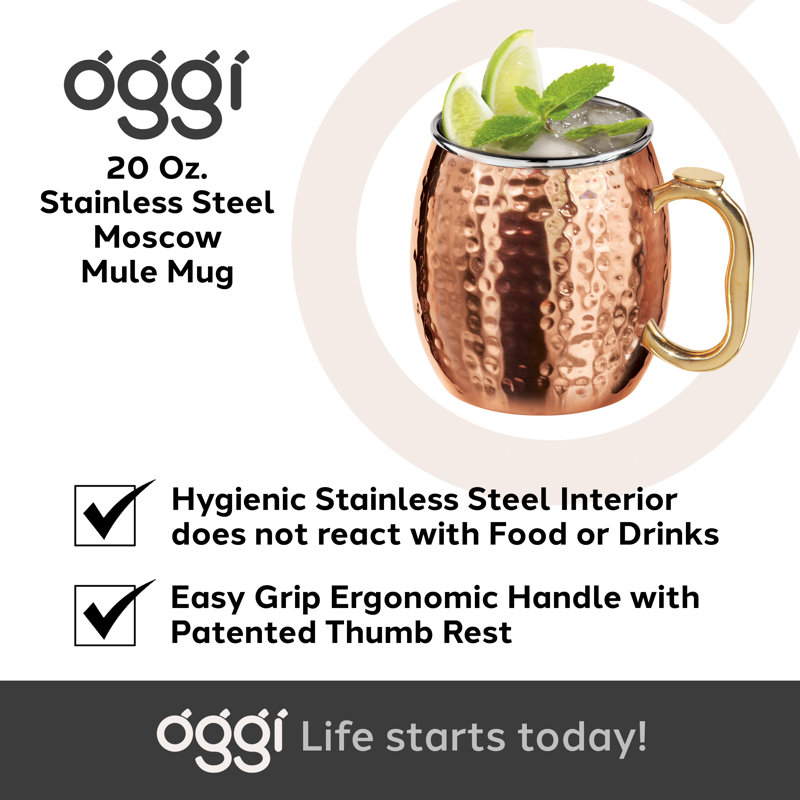 Hammered Copper and Gold Moscow Mule Mug, 18 oz
