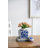 5X5x8" Hand Painted Square Canister, Blue And White Floral Pattern