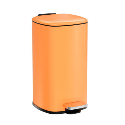 2.4 Gal Slim Bathroom Trash Can with Step Pedal & Soft-Close Lid, Removable Inner Liner with Bag Retainer Ring