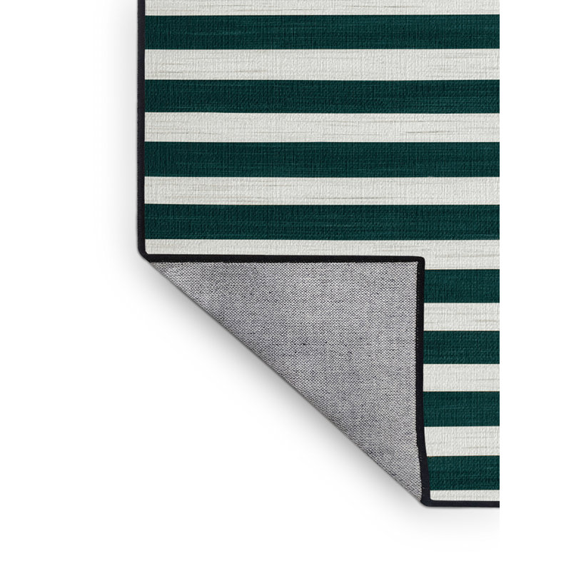 Tapis vert à rayures horizontales lavable à la machine, Carré 3 pi