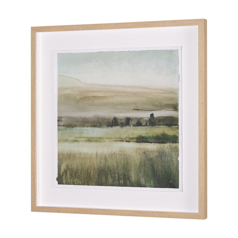 Toile encadrée texturée embellie à la main, Rolling Fields II, Brun, H 31,5 po x l 31,5 po x P 1,6 po
