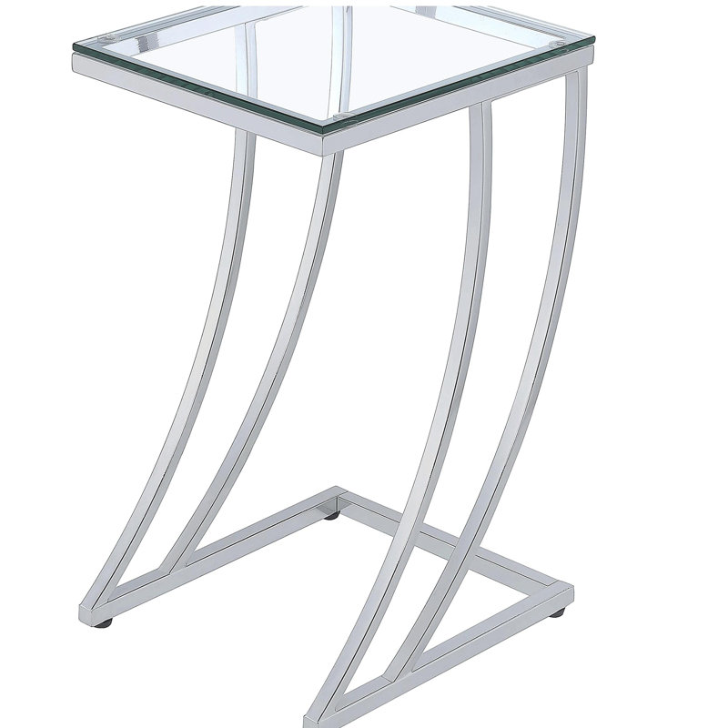 Draper Chrome Rectangular Glass Top Sofa Side Table