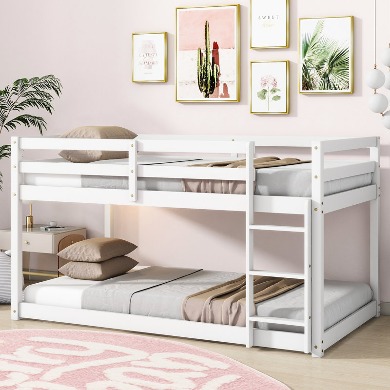 White Solid Rubber Wooden Twin Over Loft Bed. Strong And Stable. Maximize Bedroom Storage Capacity. Effortless Assembly Secure. Extra In Bedroom. Simple Installation