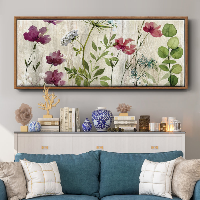 Meadow Flowers I- Framed Canvas, 20" H x 50" W