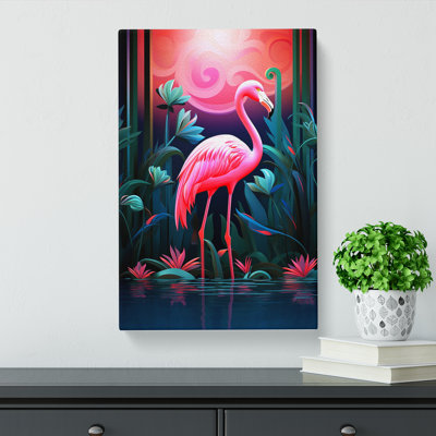 Flamingo Deco No.2 - Wrapped Canvas