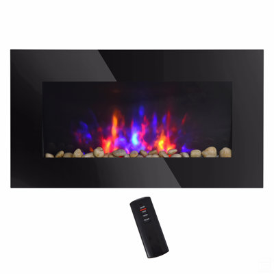 Foyer électrique mural 28,5 "1500W avec effet de flamme, lumière de fond 7 couleurs