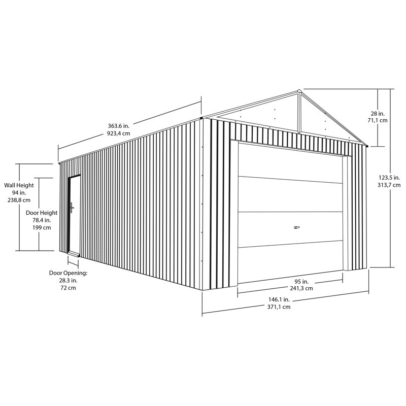 Everest 12 ft. W x 30 ft. D Metal Garage Shed
