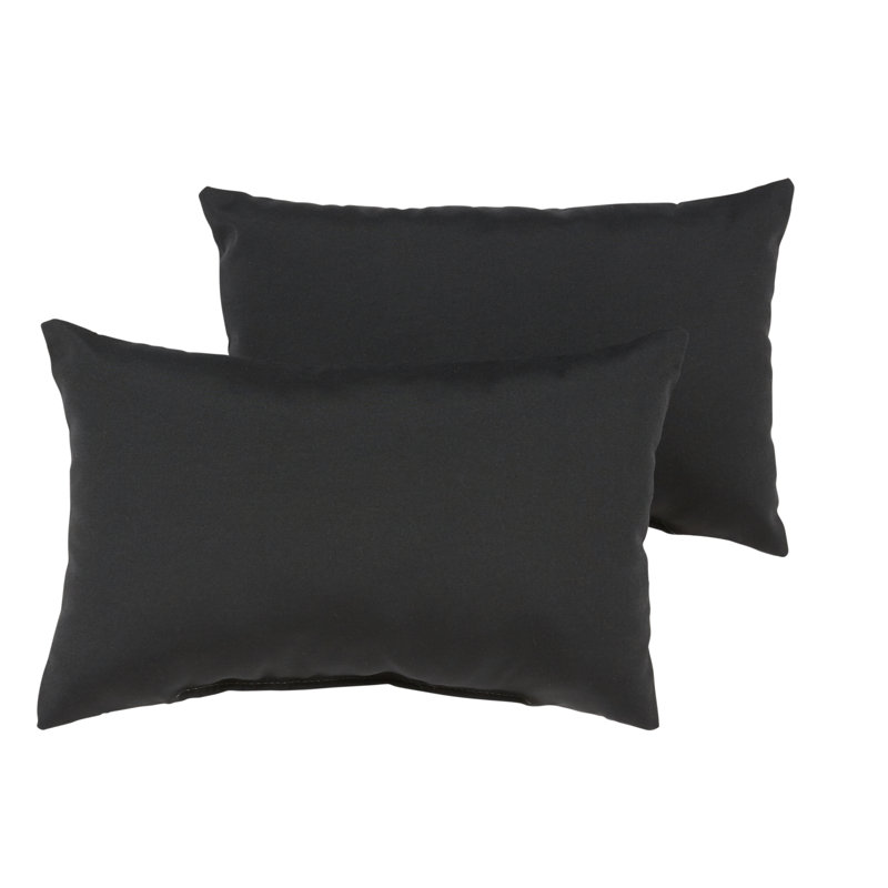 Coussin noir intérieur / extérieur Sunbrella, H 14 po x l 24 po
